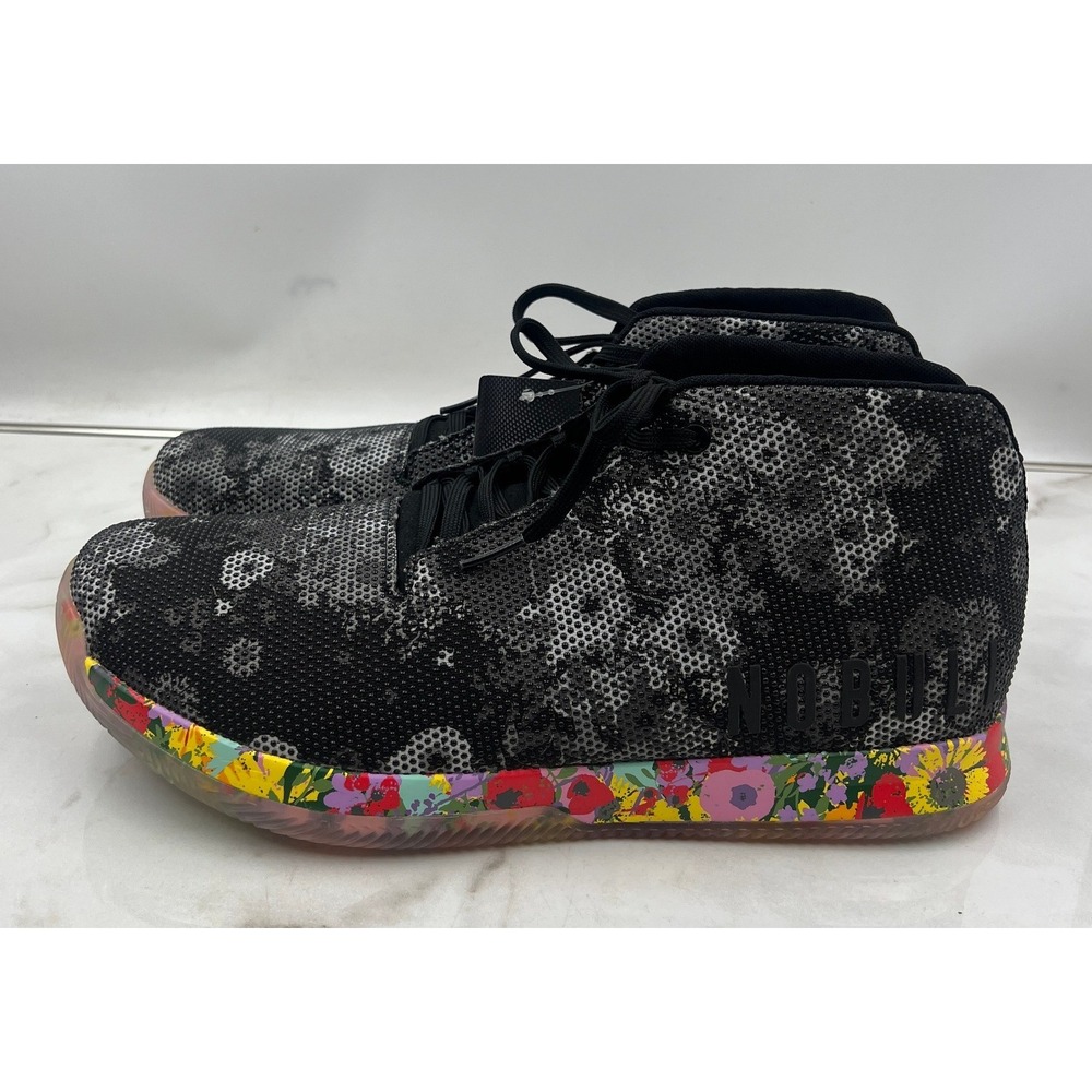 NOBULL Court Mid-Top Shoe Men 16 Women 17.5 Black White Floral SuperFabric  NWT - Picture 2 of 15